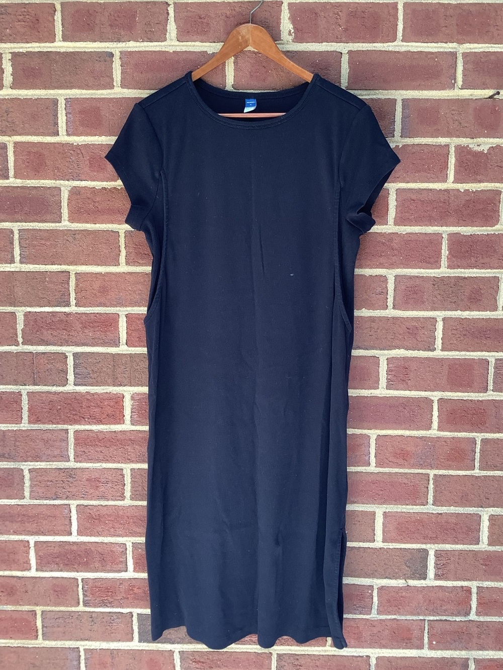 Old Navy Black Ribbed Midi Nursing Dress XL Maternity